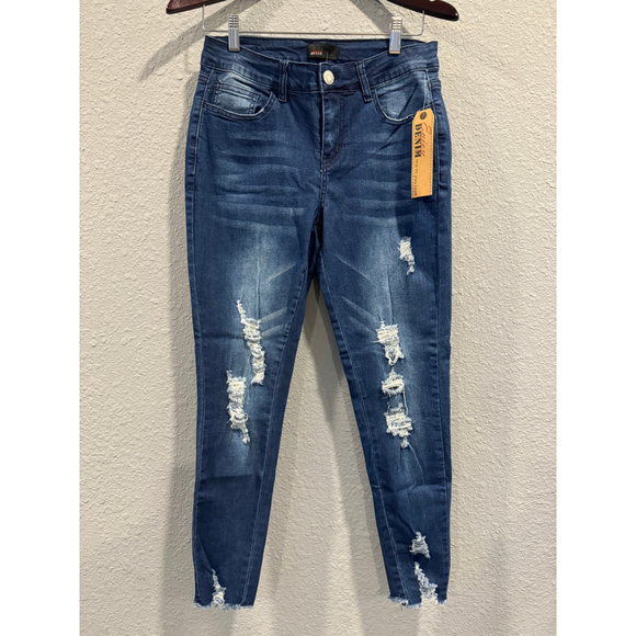 Enjoy Denim Distressed Skinny Jeans in Indigo Wash NWT Sz 8 - Picture 1 of 8